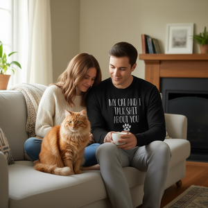 T-shirt à manches longues « Mon chat et moi parlons de vous » - Product Image 3