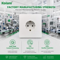 Enchufe de Pared Kolani Estándar Británico de Una Vía 16A EU Schuko 250V, Blanco Brillante PC, Enchufe de Pared con Conexión a Tierra y Orificio Redondo Europeo