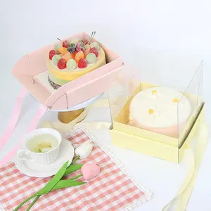 बॉक्स प्रिंटिंग कस्टम दोपहर की चाय और ढक्कन के साथ पारदर्शी मिनी क्लियर केक बॉक्स