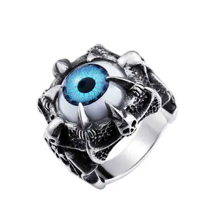 Fabriek Groothandel Grensoverschrijdende Amazone Buitenlandse Handel Titanium Staal Sieraden Punk Stijl Duivel 'S Eye Persoonlijkheidsring