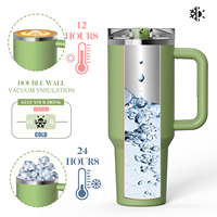 2025 nouveau Design 40oz grande poignée Anti-chute Durable en acier inoxydable Double paroi gobelet avec paille tasse de voyage