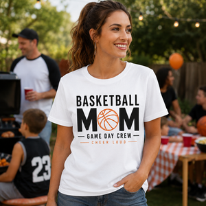 T-shirt graphique pour femme, motif « Mama Basketball », cadeau pour maman sportive, fan de basketball, vêtement d'esprit d'équipe - Product Image 5