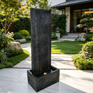Fuente de Agua Vertical de Pizarra Negra con Luz <span class=keywords><strong>LED</strong></span> para Exteriores, Patio, Jardín, Decoración al por Mayor - Product Image 5