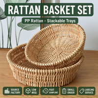 Panier de rangement multifonction en plastique fait main, petit format, pour fruits, bonbons, snacks, panier tressé pour pains vapeur, usage domestique, 301-400ml