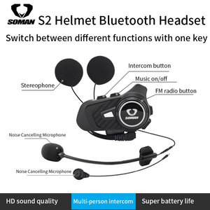 <span class=keywords><strong>Intercomunicador</strong></span> para Casco de Motocicleta y Casco Deportivo con Bluetooth de 1000m, Compatible con 3 Conductores, Comunicación Inalámbrica Soman <span class=keywords><strong>S2</strong></span> - Product Image 2