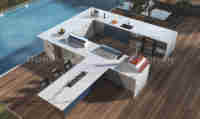 2025 Dorene RTA Vente en gros BBQ Island Cuisine extérieure avec plaque chauffante Brûleur latéral Évier et robinet Cascade Design Comptoir en pierre