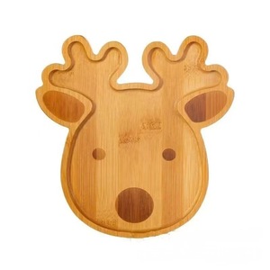 Stars Santa Claus Bamboo Wood <b>Tray</b> Decorative Serving <b>Tray</b> For Food Children's <b>Snack</b> Fruit Plate - Product Image 2