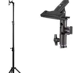 Selens 2.6m Heavy Duty Light Stand with Backdrop Clip Clamp Bracket Holder Kit for Green Screen Background & Reflector Photo