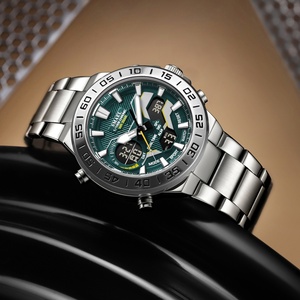 Montre chronographe analogique-numérique de luxe SMAEL 6071, étanche, lumineuse, avec alarme, boîtier/cadran en alliage, bracelet en acier inoxydable - Product Image 3