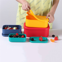 Boîte à lunch à compartiment en silicone pur sans Bpa ensemble de boîtes à lunch Bento étanches pour aliments