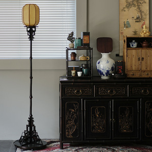 Handmade <b>Bamboo</b> Floor Lamp Beige <b>Shade</b> Led <b>Light</b> Source Asian Style Home Decor - Product Image 4