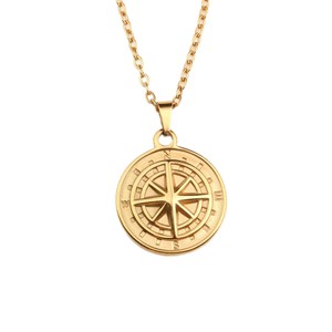 สร้อยคอจี้เรือใบสำหรับผู้ชายขายดีที่สุดสร้อยคอโซ่สองชั้นสไตล์ฮิปฮอปยอดนิยมดีไซน์เข็มทิศ - Product Image 6