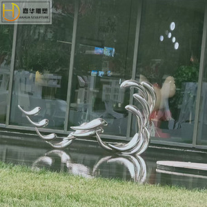 Escultura de Pez de Acero Inoxidable Jiahua, Geométrica Abstracta, para Montar en el Suelo, Decoración Hecha a Mano para Jardín o Estanque - Product Image 2