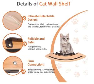 Étagères murales pour chat personnalisées, étagère flottante incurvée pour chat, lit perchoir avec coussin, meubles muraux en bois pour chat, pour grimper et <span class=keywords><strong>dormir</strong></span> - Product Image 3