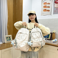 Sac à dos scolaire personnalisé en peinture à l'encre chinoise, résistant à l'eau, 20-36L, en tissu Oxford durable, pour étudiants, modèle arqué