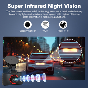 กล้องติดรถยนต์แบบคู่4K สำหรับรถยนต์ทั้งด้านหน้าและด้านหลังมี WiFi 170มุมในตัวเครื่องบันทึกการขับขี่ในตัวเซ็นเซอร์กลางคืนกล่องสีดำ ZD58A + 256กรัม - Product Image 5