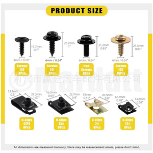 Winning Journey – Kit d'assortiment de 64 attaches et vis en U pour voiture, pour pare-chocs, garde-boue et capot moteur, en acier inoxydable 304 - Product Image 5