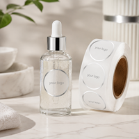 Étiquette personnalisée en rouleau pour flacon de sérum transparent avec feuille d'argent, autocollant cosmétique transparent et étanche pour emballage de soins de la peau