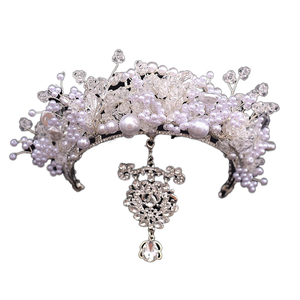 ชุดแต่งงานคริสตัลมงกุฎชุบทองหรูหราหรูหราสำหรับเจ้าสาวเปลือยสไตล์เกาหลี - Product Image 1