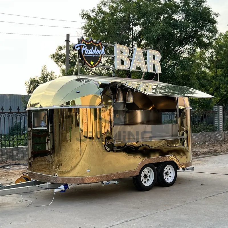 Carro de quiosco de comida rápida al aire libre de American Popular Street con ventana de venta Doble