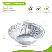 Barquette à tartelettes en aluminium écologique de 0,8 oz (50 ml), jetable, mini moule à pâtisserie, couvercle en plastique PET, contenants de qualité alimentaire