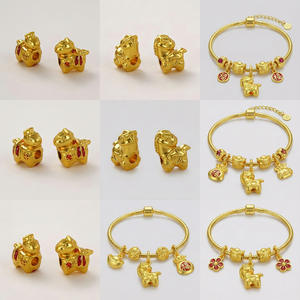 Pendentif Cheval du Zodiaque en Tungstène Électroplaqué Or Goutte d'Huile, Breloque Porte-Bonheur Année du Cheval, Perles de Breloque DIY pour Porte-clés - Product Image 2