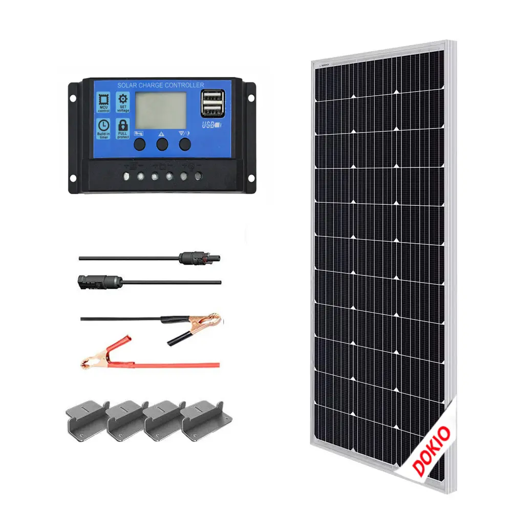 Kit de Panel Solar de 100w y 12v para RV, barco, cabina, tienda de campaña, coche, remolque
