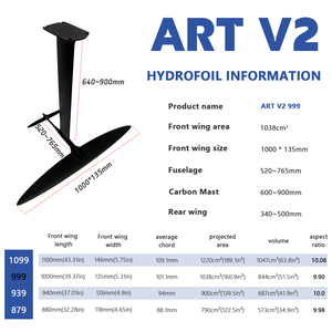 Hydrofoil ART V2 999 Carbon Wing Foil à aile haute performance, glisse fluide, vitesse rapide, pour le surf et les jeux aquatiques en mer GY - Product Image 2