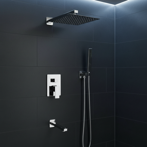 Set Doccia Termostatico a Parete in Ottone di Lusso Moderno a 3 Funzioni con Miscelatore e Lavabi <span class=keywords><strong>per</strong></span> Bagno - Product Image 6