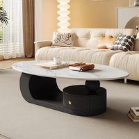 Table basse ovale en pierre frittée avec structure en fer, table d'appoint pour petit salon, mobilier de maison