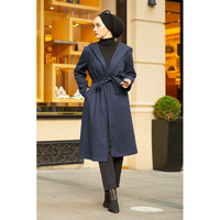 Casquette hiver à manches longues robe tunique ceinture femmes musulman Hijab mode turquie dubaï islamique ethnique vêtements à capuche Cachet manteau