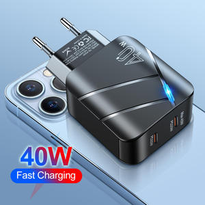 40W 2 PD tipo <span class=keywords><strong>C</strong></span> puertos cargador de pared de alta velocidad PD 3,0 carga rápida <span class=keywords><strong>USB</strong></span> <span class=keywords><strong>C</strong></span> adaptador de pared de teléfono móvil para iPhone 16 Promax Samsung - Product Image 2