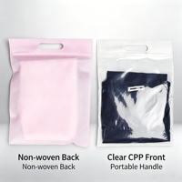 Pochette refermable multi-couleurs en PE non tissé avec poignée découpée et fenêtre transparente pour vêtements, chaussettes et chaussures de voyage