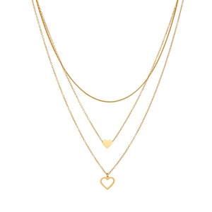 Heart Shaped Layered Clavicle Chain Gold Plated Stainless Steel Daily Wear Gift Necklace - Product Image 5