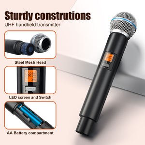 Sistema de Micrófono Inalámbrico UHF Portátil Profesional UX22 de 2 Canales, Alcance de 50m, Alta Sensibilidad, Color Negro, para Sonido de Escenario - Product Image 4