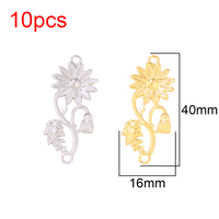 Connecteurs en acier inoxydable plaqué or, motif filigrane tendance, en forme de tournesol, pour bijoux DIY, breloques faites à la main pour enfants