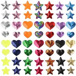 <span class=keywords><strong>Pas</strong></span> <span class=keywords><strong>cher</strong></span> Coloré Faible MOQ Coeur Amour Or Argent Étoile Paillettes Patches Personnalisé 3D Paillettes Appliques pour Vêtements Chapeau Sac - Product Image 1