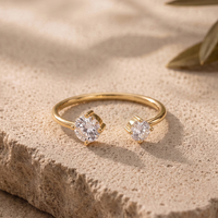 Bague minimaliste en diamant cultivé en laboratoire LBR41, or massif 18 carats, taille ronde, 0,16 carat, pour femme, bijoux fins, cadeau de fiançailles