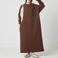 Robe longue décontractée à rayures pour femme, coupe ample, col rond, manches longues, idéale pour le quotidien, robes d'été
