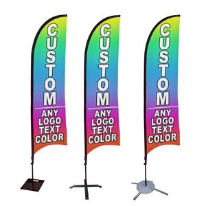 Bandera de Pluma Personalizada con Diseño de Tiburón, Mariposa, Monstruo de Jardín, Bandera de Playa en Blanco con Base de Agua - Product Image 1