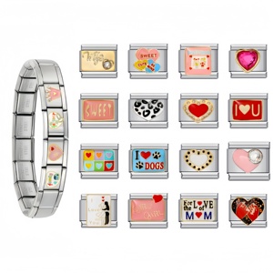 Wholesale Italian Charms <b>Bracelet</b> Hot love Series Stainless Steel Welding Heart Electroplated Cartoon DIY <b>Bracelet</b> Links Jewelry - Product Image 1