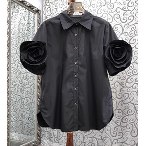 Unité mode design <span class=keywords><strong>fleur</strong></span> manches <span class=keywords><strong>col</strong></span> rabattu femmes chemises OC992 - Product Image 3