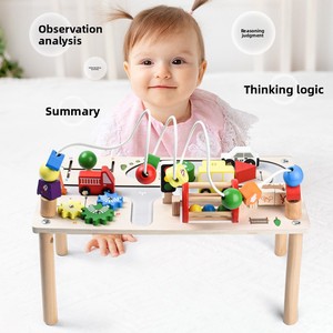 Montessori Large Wooden Busy Board Multi-Functional Educational <b>Toy</b> for Early Infants Infant Game Table Bead Maze Busy Table - Product Image 2