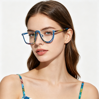 Montura de Titanio Puro para Miopía, Estilo Punk Geométrico, Unisex, Media Montura Cuadrada, Duradera, Ligera, para Todas las Formas de Rostro, para Adultos