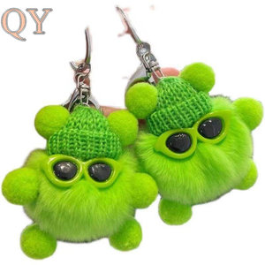 QY mignon en peluche poupée porte-clés doux Pom Pom moelleux boule dessin animé pendentif sac breloque porte-clés cadeau - Product Image 4