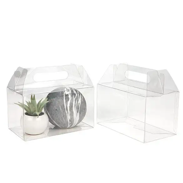 Low shipping cost plastic gift box toy plant packaging boxes clear gable box with handle