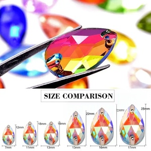 Strass en verre en forme de goutte toutes tailles à coudre, cristal AB, pierre à dos plat personnalisable double extrémité pour accessoires de vêtements DIY - Product Image 6