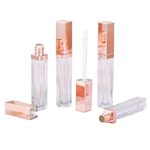 5ml Lipgloss <b>Container</b> Empty <b>Square</b> Pink Lip Bottle Rose Gold Lip Gloss Brush Tube - Product Image 1