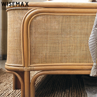 WISEMAX MÖBEL Fabrik direkt moderne natürliche Rattan Rahmen Schlafzimmer Korb geflecht Hotel hohe Rückenlehne Bett