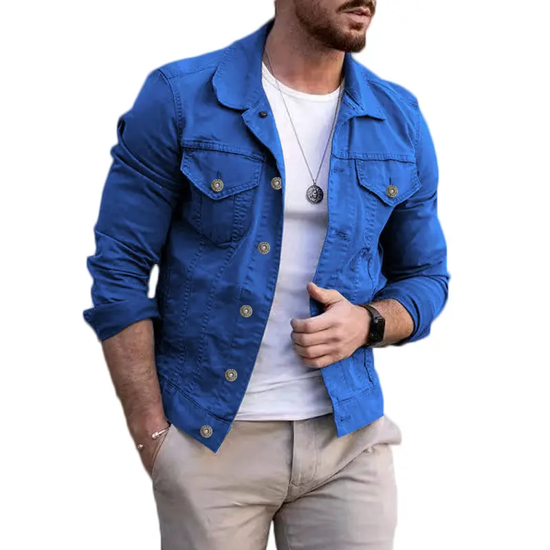 2023 New Style Solid Color Jacket Autumn/Spring Large Casual Coat Top Men's Wear Slim Fit Polo For Male